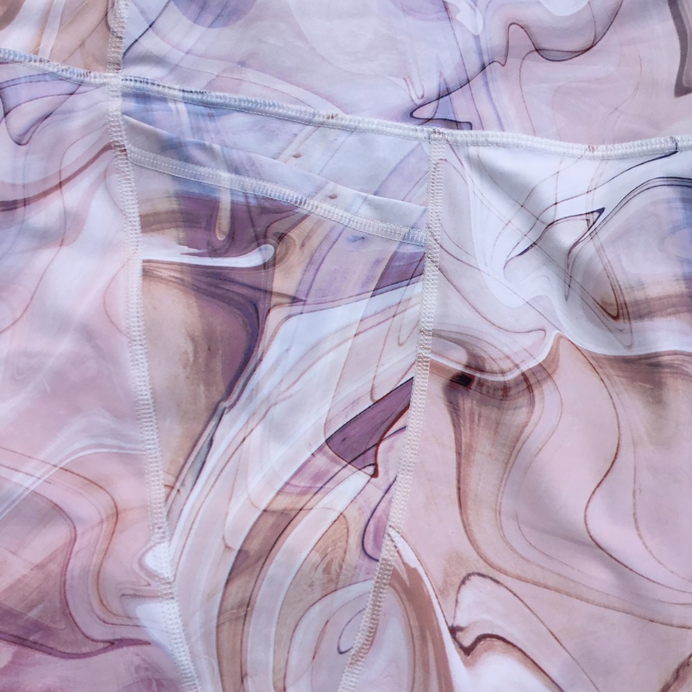 Old Navy Active Powersoft High Rise Leggings 3X Marble Swirl Pink Pockets Go-Dry - Picture 6 of 8